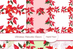 Digital Paper with Poinsettia Patterns