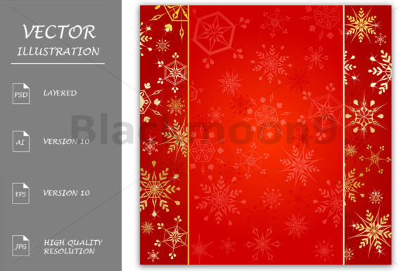 Gold Snowflakes on Red Background